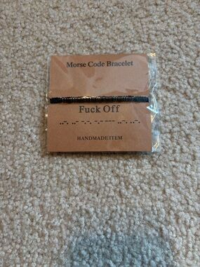 Morse Code Bracelet - Black and Gold - Handmade